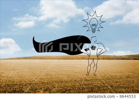 Superhero over countryside 9644553