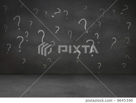 White question marks on grey wall White question marks on grey wall 9645390
