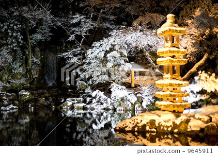 Kenrokuen, winter landscape of the pond Kenrokuen, winter landscape of the pond 9645911