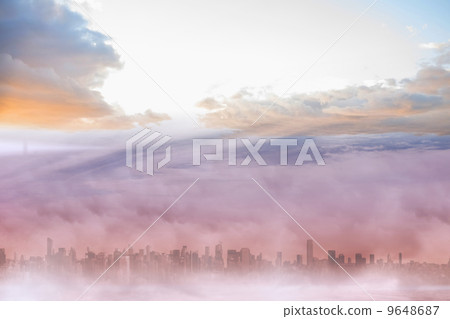Cityscape in the clouds 9648687