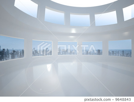 Bright white room with windows Bright white room with windows 9648843