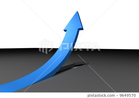 Blue arrow pointing up from grey surface 9649570
