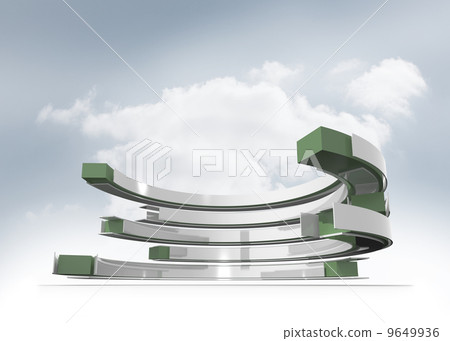 Green and white structure in the sky 9649936