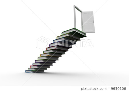 Steps made from books leading to open door Steps made from books leading to open door 9650106