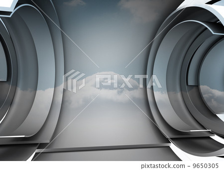 Cloud in a futuristic structure 9650305
