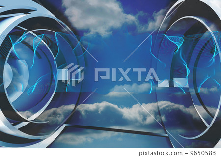 Abstract blue design in futuristic structure 9650583