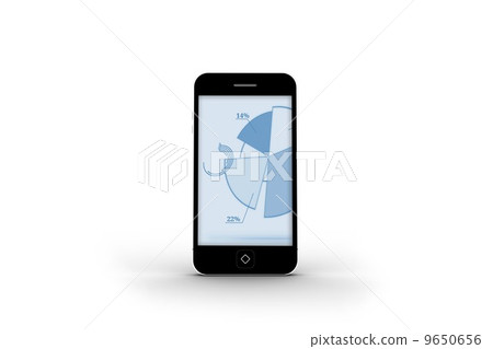Pie chart on smartphone screen 9650656