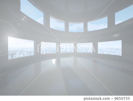 Bright white room with windows Bright white room with windows 9650735