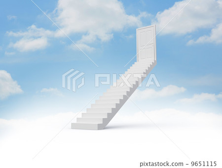 Steps leading to closed door in the sky 9651115