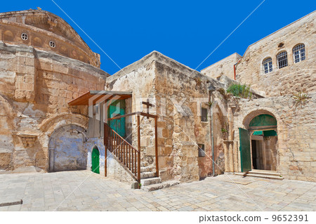 Courtyard of Coptic Ortodox Church in Jerusalem. 9652391