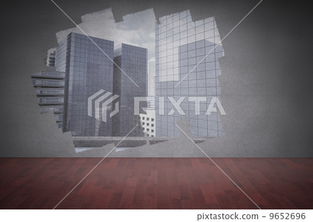 Display on wall showing city view 9652696