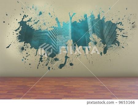 Splash on wall revealing technology graphic 9653166