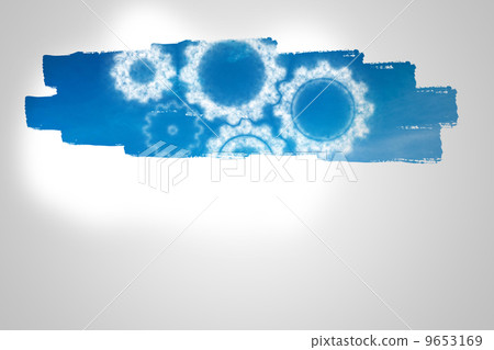 Display on wall showing cog and wheel 9653169