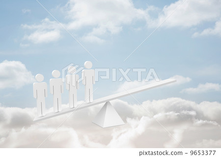 White human resource scales in clouds White human resource scales in clouds 9653377
