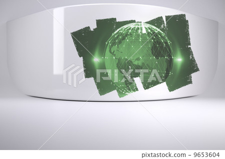 Abstract screen in room showing earth graphic 9653604
