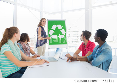 Casual team having meeting about eco policy Casual team having meeting about eco policy 9657144