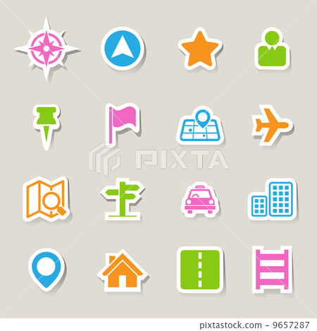 Map and Location Icons set 9657287