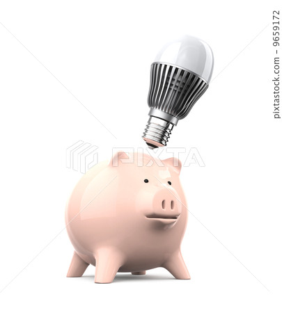 豬存錢罐和LED電燈泡 豬存錢罐和LED電燈泡 9659172