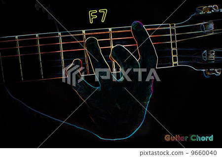 Guitar chord on a dark background Guitar chord on a dark background 9660040