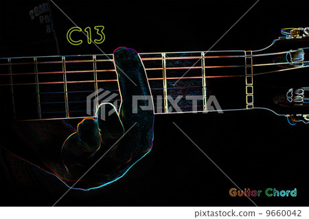 Guitar chord on a dark background Guitar chord on a dark background 9660042