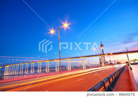 highway under the bridge in macao 9660078