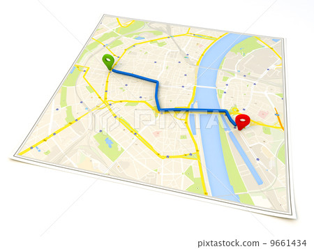 Route Search Map - Stock Illustration [9661434] - PIXTA