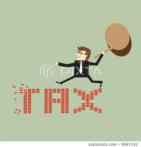 Businessman holding a hammer against taxes Businessman holding a hammer against taxes 9663392
