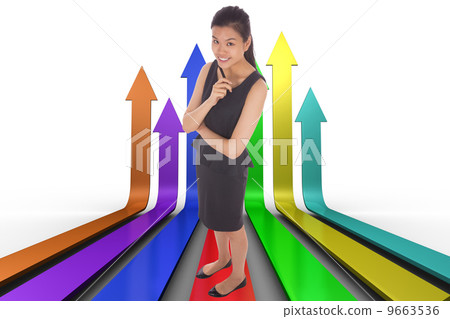 Composite image of thoughtful businesswoman Composite image of thoughtful businesswoman 9663536