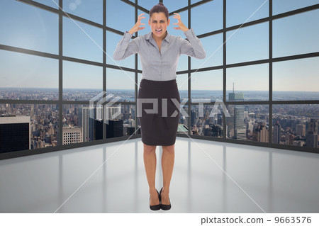 Composite image of frustrated businesswoman shouting Composite image of frustrated businesswoman shouting 9663576