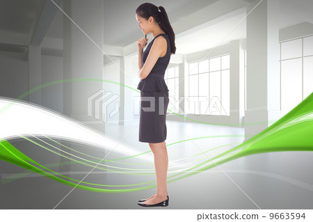 Composite image of thoughtful businesswoman Composite image of thoughtful businesswoman 9663594