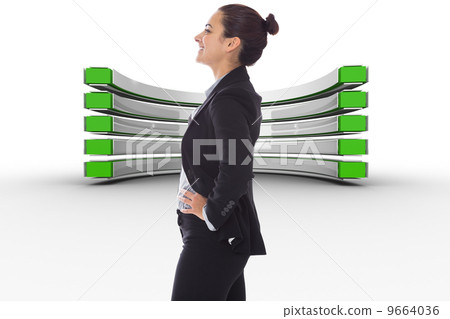 Composite image of happy businesswoman 9664036