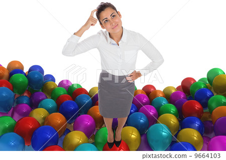 Composite image of smiling thoughtful businesswoman 9664103
