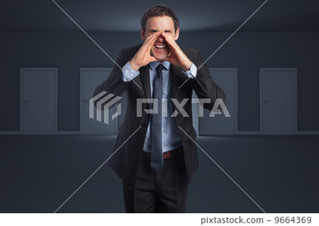 Composite image of shouting businessman Composite image of shouting businessman 9664369