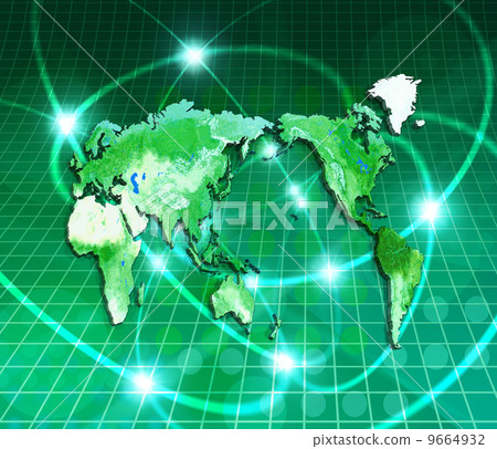 綠色世界地圖和互聯網 9664932