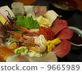 Bowl of rice topped with sashimi Bowl of rice topped with sashimi 9665989