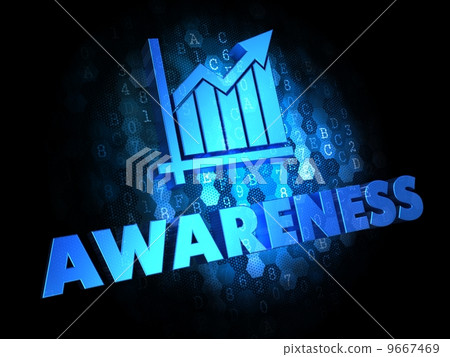 Awareness Concept on Dark Digital Background. Awareness Concept on Dark Digital Background. 9667469