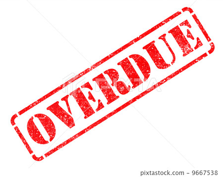 Overdue - Inscription on Red Rubber Stamp. 9667538