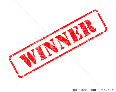 Winner inscription on Red Rubber Stamp. 9667583