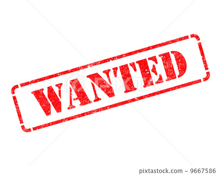 Wanted inscription on Red Rubber Stamp. 9667586