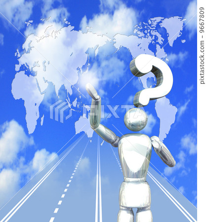A robot thinking logistics in the world A robot thinking logistics in the world 9667809