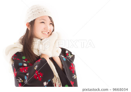 Snow country pretty girls wearing knitted clothes for kimono Snow country pretty girls wearing knitted clothes for kimono 9668034
