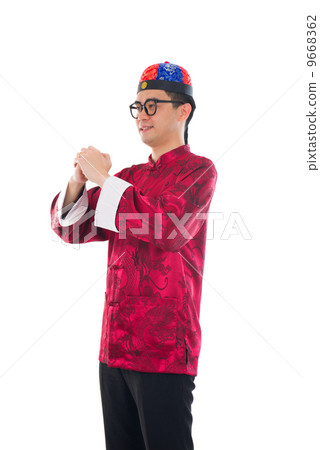 chinese new year male wishing gong xi fa cai isolated in white b chinese new year male wishing gong xi fa cai isolated in white b 9668362