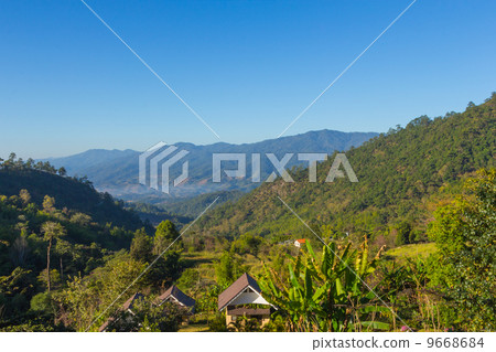 Beautiful depth of mountain view at chiang dao, Thailand 9668684