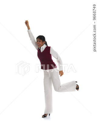 african american woman in casual celebrating success and isolate 9668749