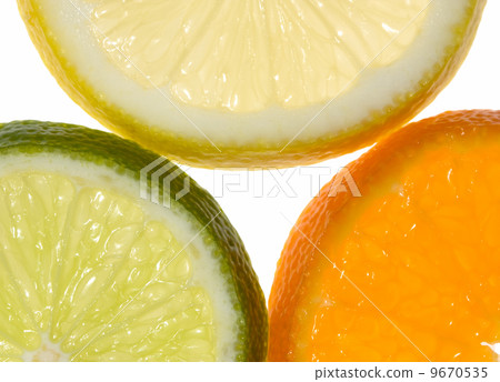 Macro of orange, lemon and lime slices Macro of orange, lemon and lime slices 9670535