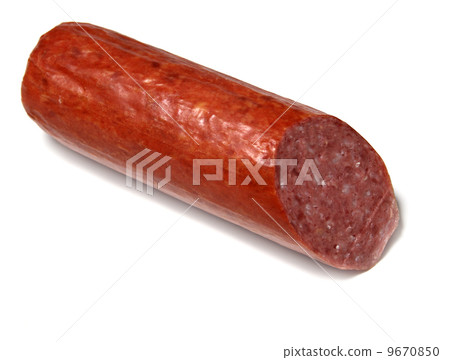 Cut sausage isolated on white 9670850