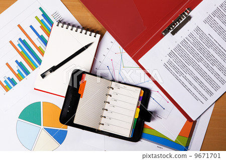 Work-table covered with documents 9671701