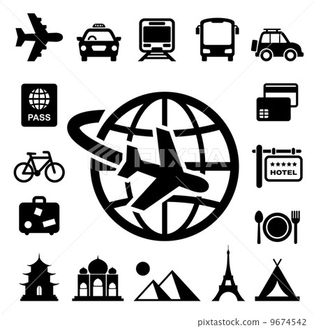 Travel and vacation Icons set 9674542