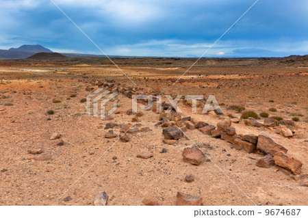 Stone Desert at Geothermal Area Hverir, Iceland 9674687