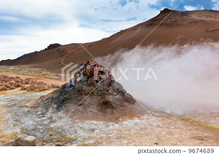 Hot Geothermal Area Hverir, Iceland Hot Geothermal Area Hverir, Iceland 9674689